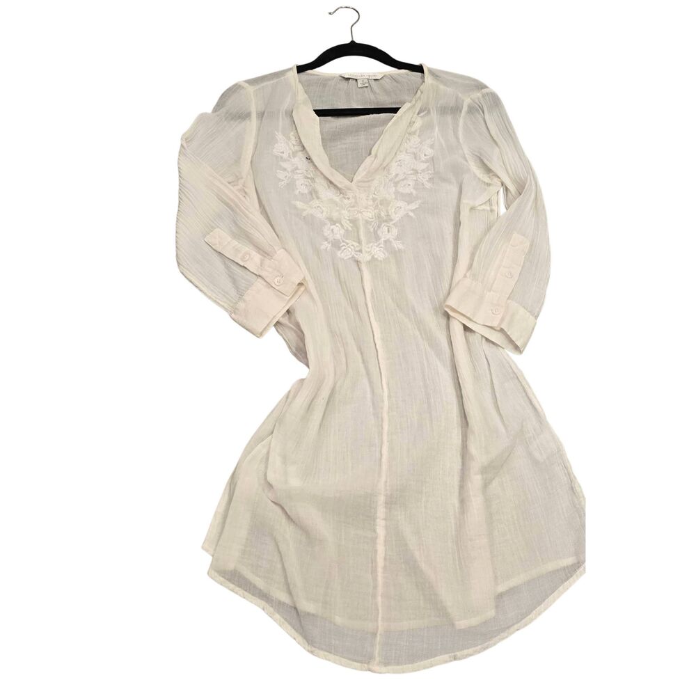 Lauren Conrad Sheer Floral Applique Linen Swimsuit Cover-Up‎